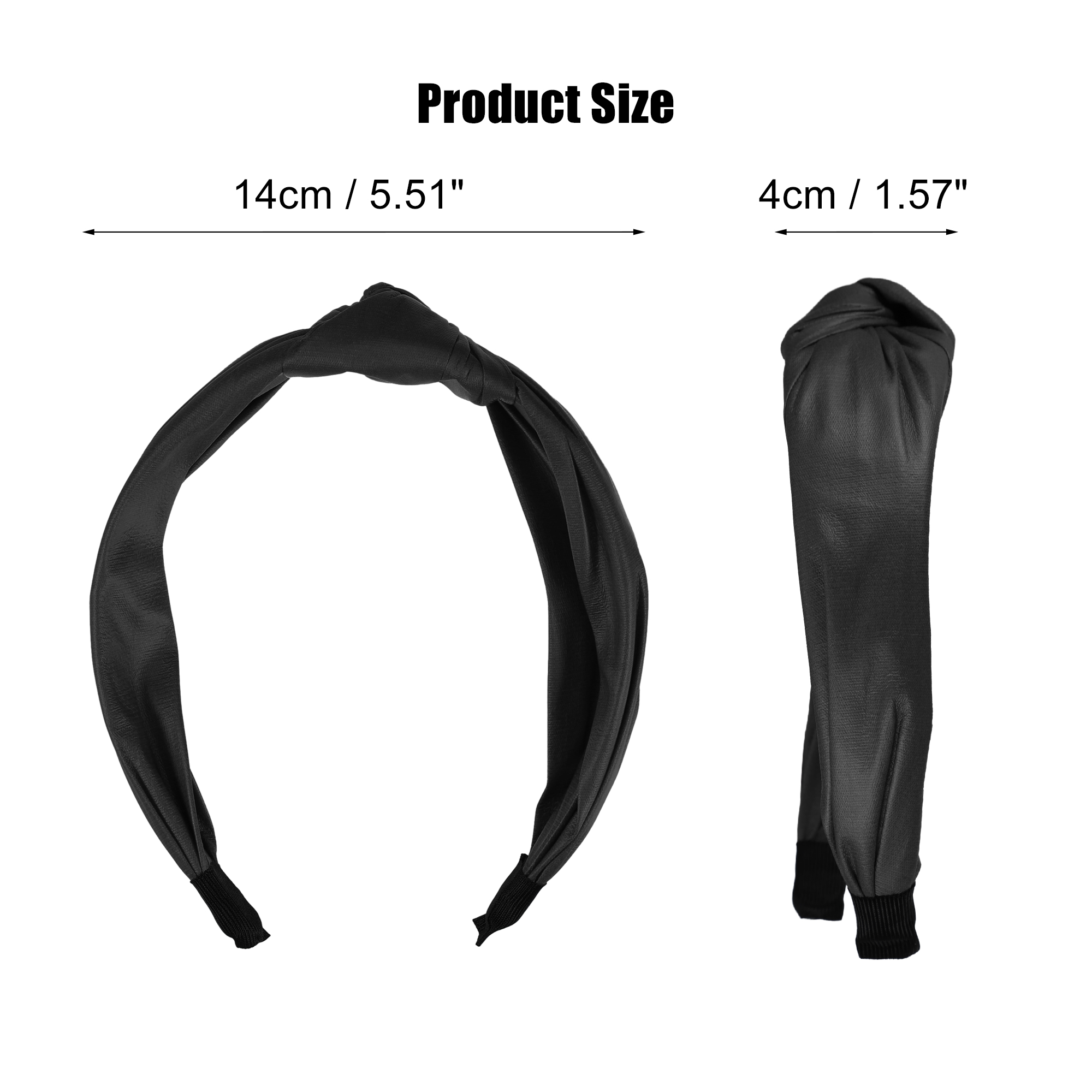 Unique Bargains 1 Pcs Faux Leather Knotted Headband Hairband for Women 1.57 Inch Black