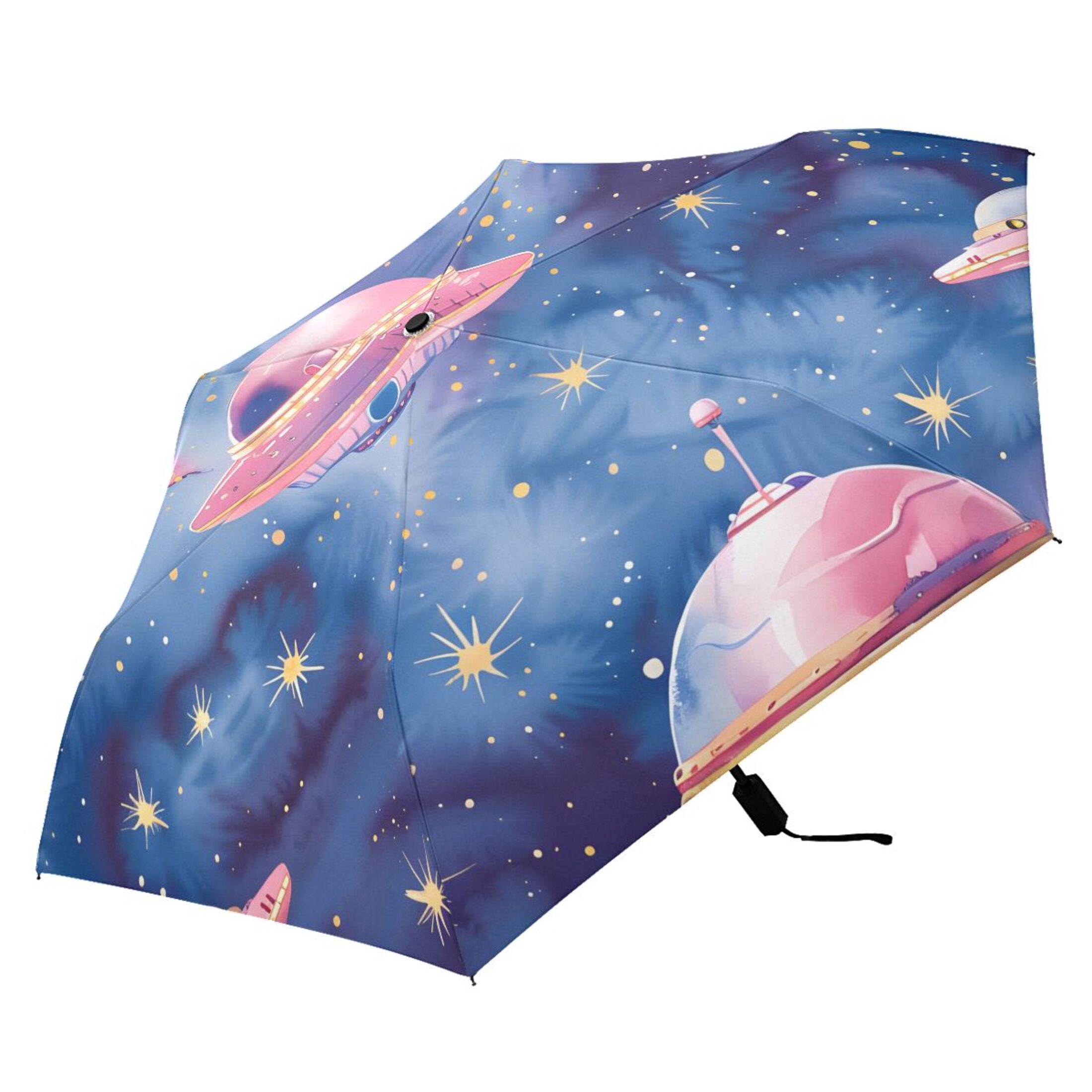 Ufo on Sky Compact Sun Umbrella Windproof Travel Umbrellas for Rain Strong Portable UV Protection