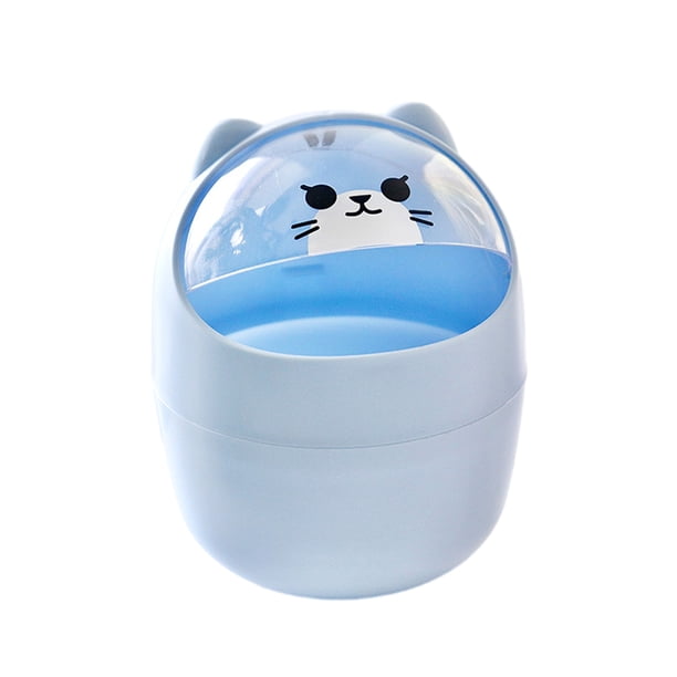 Advancent Trash Can Bin, Rubbish Storage Bin, Wastebasket Garbage Cartoon with for Home Office Kitchen Bedroom Car Suministros de limpieza para el hogar Escritorio azul de dibujos animados