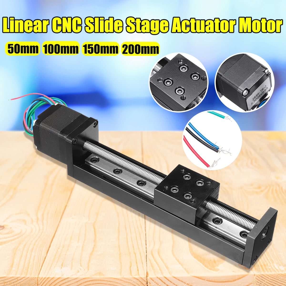 CNC Mini Linear Stage Motion Sliding Table L100mm T6 LeadScrew Stepper Motor 