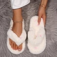 thumbnail image 4 of Wensltd Womens Memory Foam Fuzzy Slippers Indoor Flat Home Slippers Open Toe House Shoes, 4 of 9