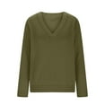 thumbnail image 4 of YueHuiYing Casual Long Sleeve Sweaters for Women Loose V Neck Ribbed Knit Pullover Tops Womens Fall Fashion, 4 of 6