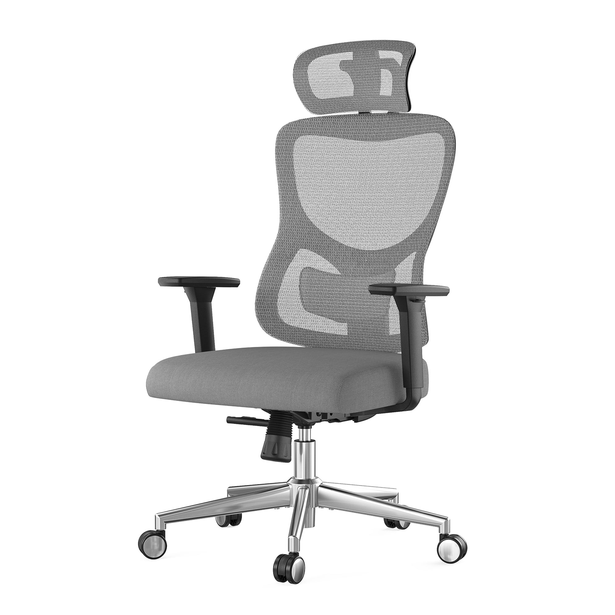MAYEERTY Ergonomic Mesh Home Office Chair with Headrest, Adjustable Lumbar Support, 3D Armrests, Gray