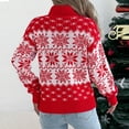 thumbnail image 4 of Women's Christmas Snowflake Reindeer Knitted Sweater Long Sleeve Crew Neck Xmas Print Pullover Sweater Top, 4 of 7