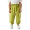 thumbnail image 3 of HVOBTTY Summer Toddler Kid's Straight Leg Long TrousersMid High Waist Solid Color Relaxed Cuffed Air Protection Casual Wear Pants, 3 of 5