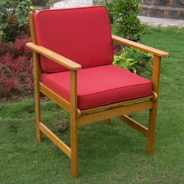 International Caravan Set de 2 Chaises de Patio en Naturel et Rouge