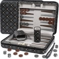 thumbnail image 1 of Magnetic Travel Backgammon Sets for Adults - Quality PU Leather Backgammon Board Game for Adults and, 1 of 9