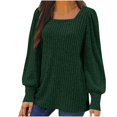 thumbnail image 2 of SEAOPEN Womens Puff Short Sleeve Sweater Crew Neck Pullover Tops Ribbed Knit Sweater Blouse under $10.00 Green,XXXXXL, 2 of 5