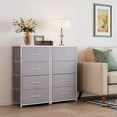 thumbnail image 5 of Dresser for Bedroom with 4 Storage Drawers, Small Dresser Chest of Fabric Drawers with Sturdy Steel Frame, Wood Top, Light Grey, 5 of 13