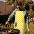thumbnail image 4 of Yellow and White Checkered Pattern Apron-Garden Aprons for Women with Pockets-Cotton Linen Waterproof Kitchen Cooking Gardening Aprons Adjustable for Kitchen,Cooking,BBQ and Salon 33x27 Inch, 4 of 7