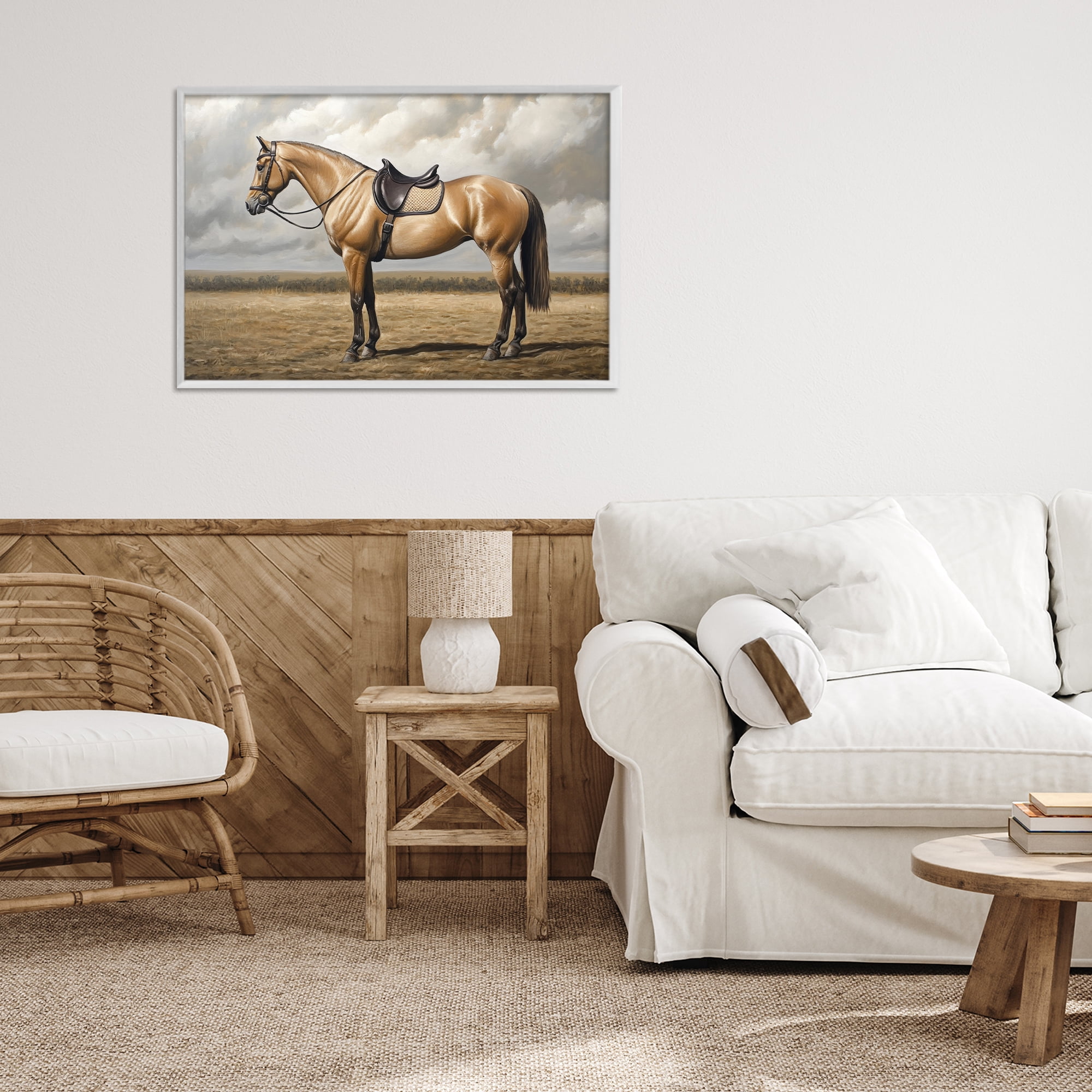 Stupell Industries Shiny Mare Saddled Up White Framed Giclee Art, design by Petal Prints Design