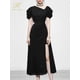 thumbnail image 1 of H Han Queen-Vestidos acampanados divididos para mujer, Vestido de media pantorrilla ajustado OL, Vestido de fiesta informal de trabajo, Vestido elegante de oficina para mujer, 1 of 4