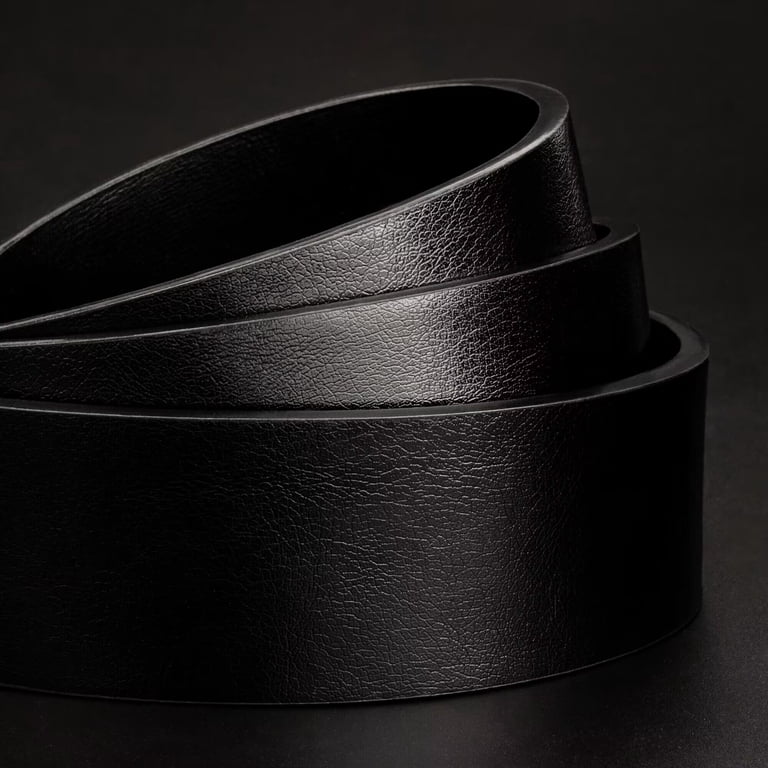 Maikun Men's Leather Belt, Black, Silver Buckle photo 2