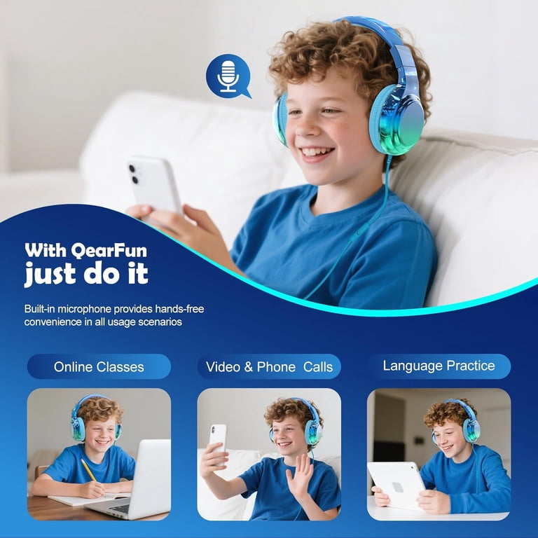 Qearfun Kids Wired Headphones with Dual Volume Limit photo 4