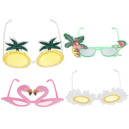 

HOMEMAXS 4pcs Hawaiian Glasses Sunglasses Glasses Frame Party Supplies (Assorted Color)