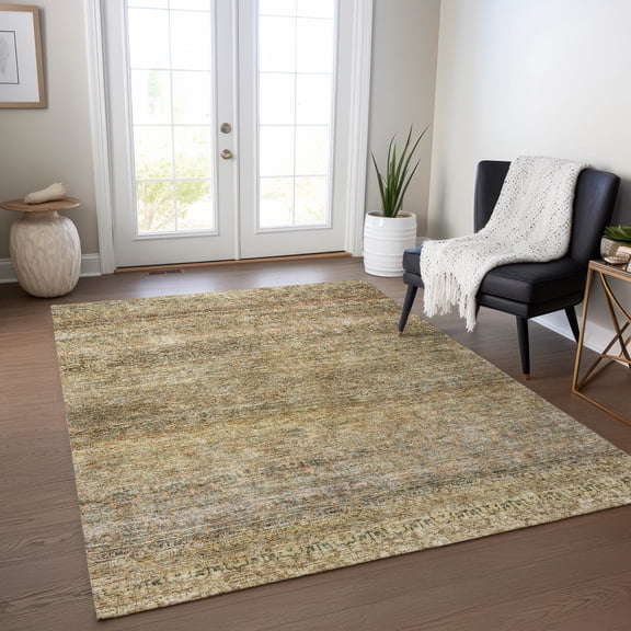 Addison Rugs Chantille Indoor/Outdoor Transitional Stripes Wheat Washable Rectangle Rug, 8' x 10'