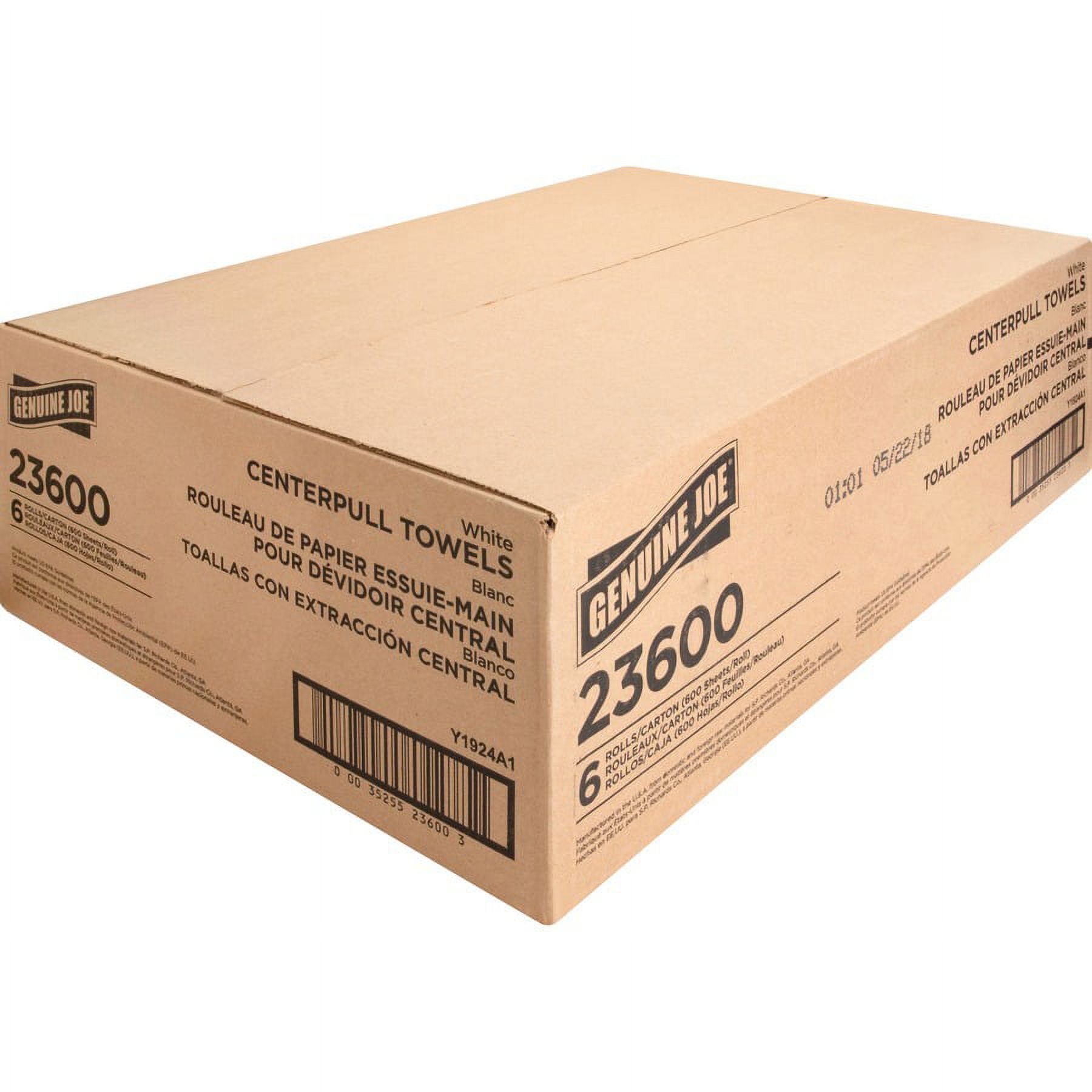 Genuine Joe Centerpull Paper Towels - 2 Ply - 600 Sheets/roll - White - Fiber - Non-chlorine Bleached, Center Pull - For Washroom - 600 - 6 / Carton