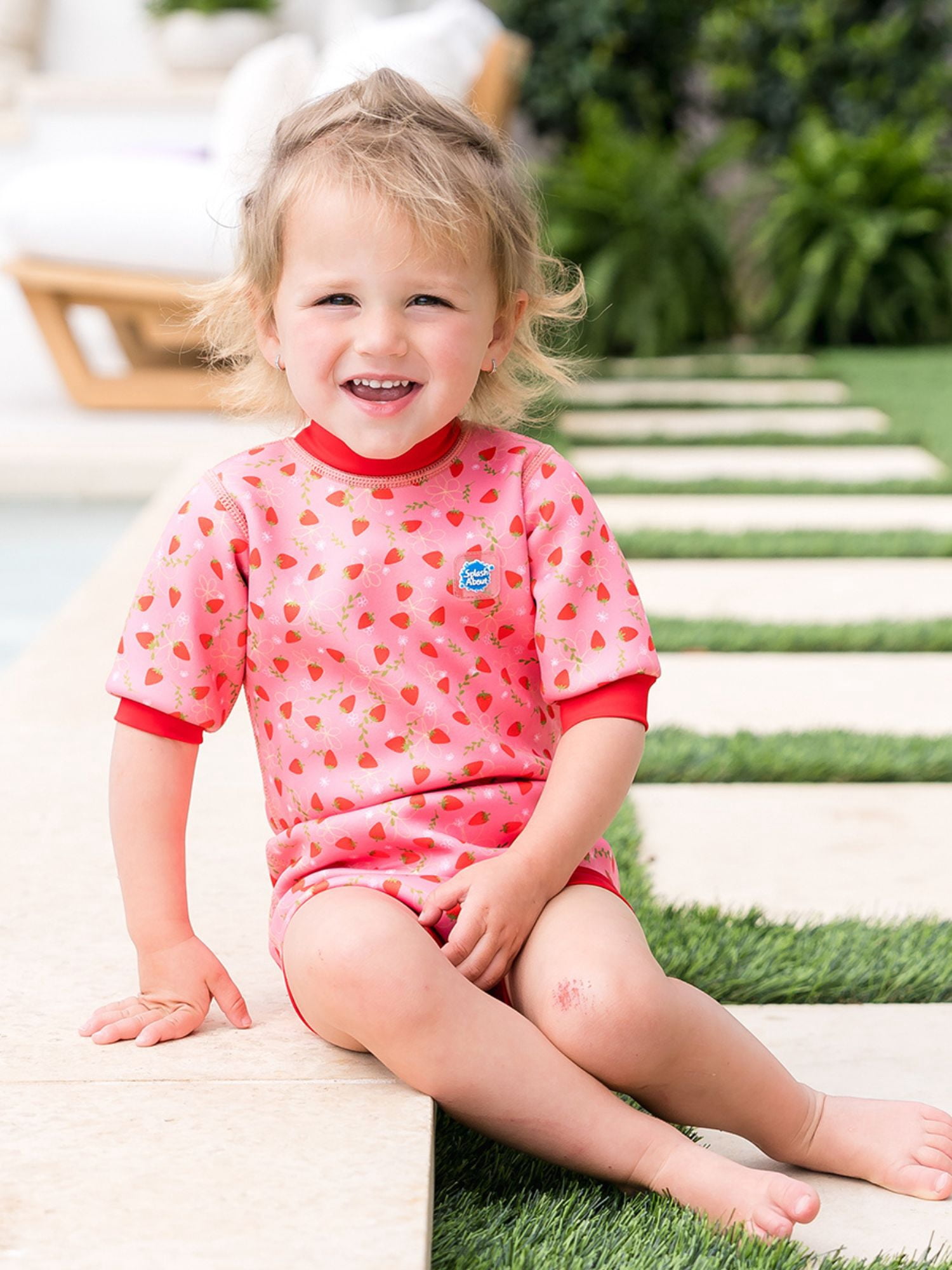 Splash About Happy Nappy™ Wetsuit with Swim Diaper, Strawberry Field, 3-8 Months