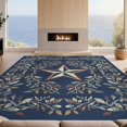 thumbnail image 2 of Design&I 6'x9' Ultra Soft Area Rug, Motif Distressed Botanical Vine Frame Round Vintage Patriotic Playful Expressive None Fluffy Washable Non Shedding for Guest Room Bedroom Living Room, 2 of 7