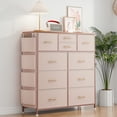 thumbnail image 2 of GIKPAL Fabric Dresser with Wood Top, Storage Tower for Bedroom & Closet, Pink, 2 of 9