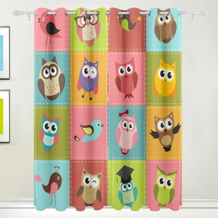 Popcreation Patchwork Background With Owls Window Curtain