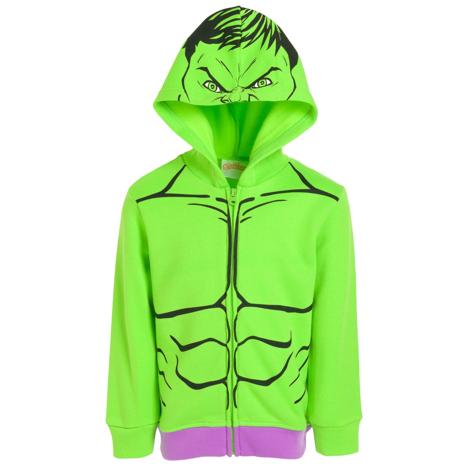 Marvel Avengers Hulk Big Boys Fleece Zip Up Hoodie Green 1416
