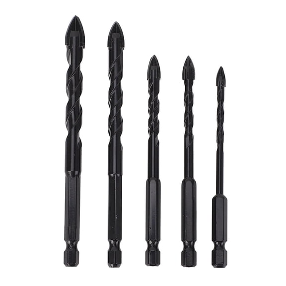 Yajisi 5‑Piece Carbide Masonry Drill Bits Set – 1/4" Hex Shank, 5mm‑12mm, Ideal for Concrete, Brick, Tile, Glass & Stone