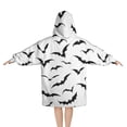 thumbnail image 2 of Black Halloween Bats Blanket Hoodies for Kids 6-13YR Oversize Wearable Blanket Hoodies for Boys Girls Teens, 2 of 7