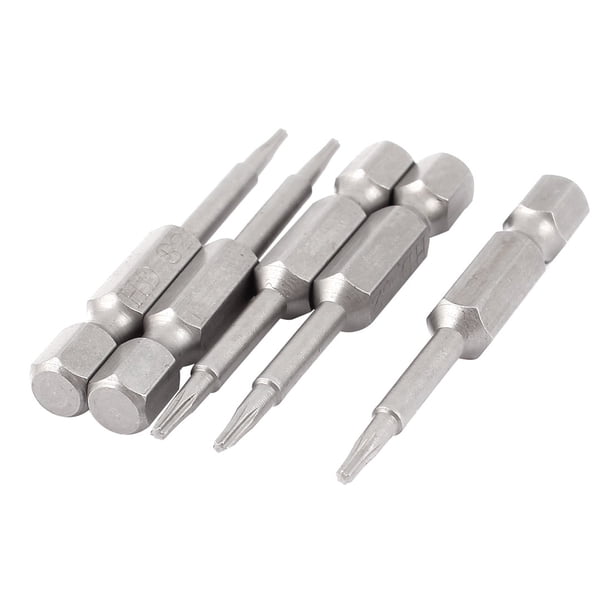 5 piezas de puntas de destornillador Torx magnéticas T6 de 1/4" con vástago hexagonal de 50 mm de longitud