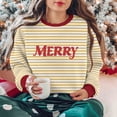 thumbnail image 6 of ZUKMRJPC Christmas Sweatshirt for Women and Men Long Sleeve Fashion Striped Print Crewneck Sweatshirts Holiday Comfy Fleece Lined Tops, 6 of 7