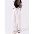 thumbnail image 3 of Pantalones grises de pierna ancha casuales de nicho con diseño suelto y dulce estilo fresco para mujer, 3 of 6