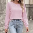 thumbnail image 3 of Cilsoka Womens Long Sleeve Shirts Fall 2026 Crew Neck Dressy Casual Blouses Eyelet Tunic Tops Fashion Outfits Clothes, 3 of 5