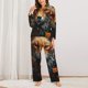 thumbnail image 2 of Balery Floral Fox Conjunto de Pijama con Estampado para Mujer, Conjunto de Dos Piezas con Manga Larga, Ropa de Dormir Suave con Bolsillos, Pijamas Cómodos-Small, 2 of 7