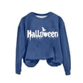 thumbnail image 4 of Blue Hoodies for Women Halloween Witch Sweatshirt Women Season Sweatshirts Halloween Bat Long Sleeve Fall Crewneck Pullover Tops Going Out Tops for Women, 4 of 4