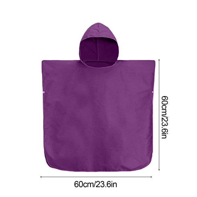 Beach Changing Robe 24x24in Fast Dry Surf Poncho Hooded Wetsuit Cover Adjustable Sleeves Swimming Cover Purple