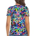 thumbnail image 3 of Fuzoiu Colorful Tie Dye Stained Glass 2 Print Women's V-Neck T-Shirt,Women's Short Sleeve Top, Comfortable for Work, Leisure, and Sports, 3 of 7