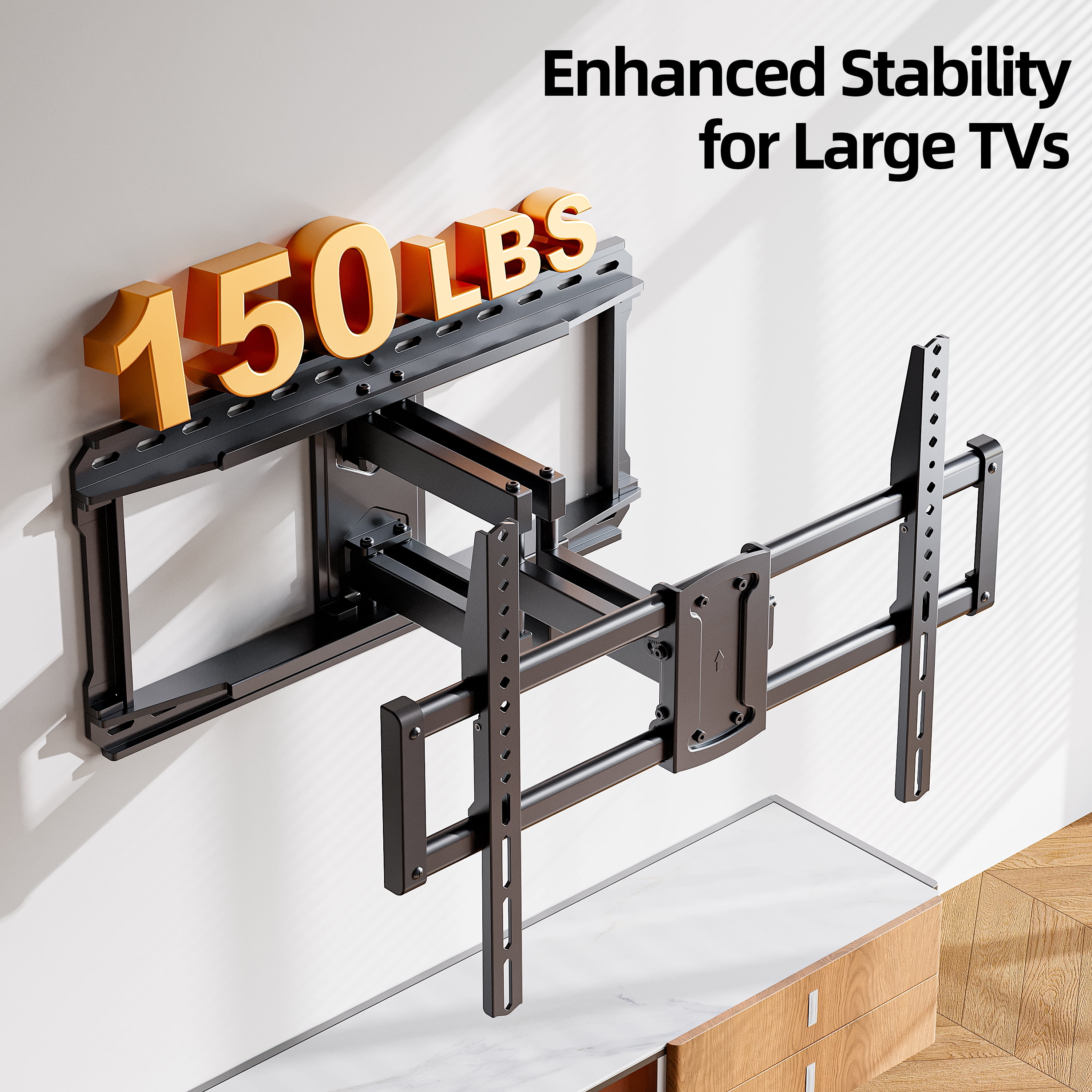 MountLiving Full Motion TV Wall Mount for 37-95" Screens, Pre-Assembled with Swivel & Tilt, Max VESA 600x400mm, 150 lbs Capacity, Fits 24" Wood Studs