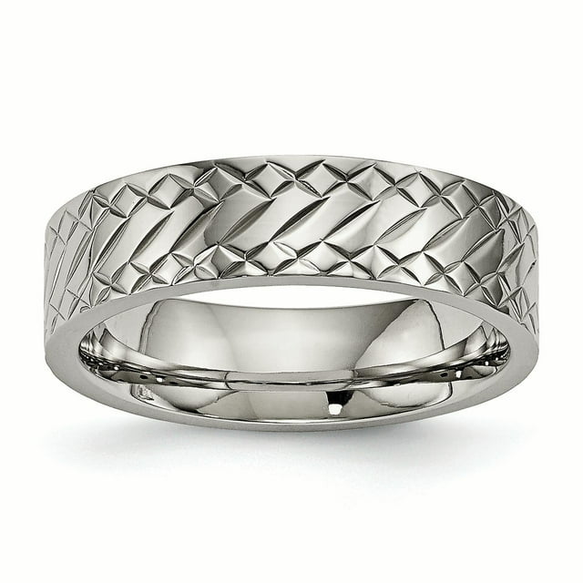 Bague Texturée Polie en Titane Taille 10