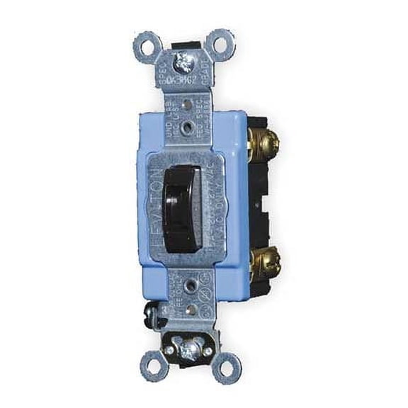 Leviton 1203-2L 15 Amp, 120/277 Volt, Toggle Locking 3-Way AC Quiet S , Extra Heavy Duty Grade, Self Grounding, Back and Side Wired, Brown
