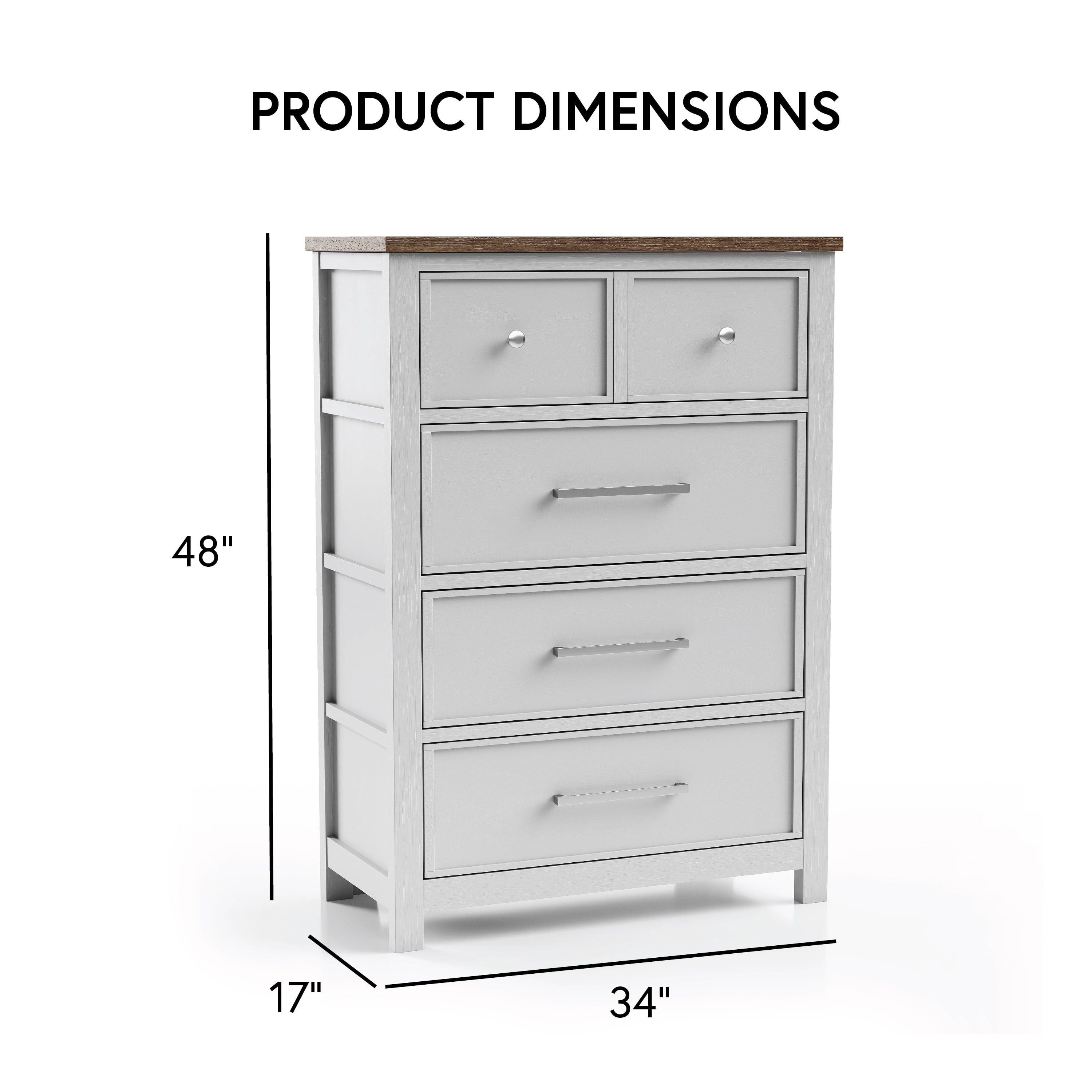 Furniture of America Yvara Modern 4-Drawer Vertical Dresser, White