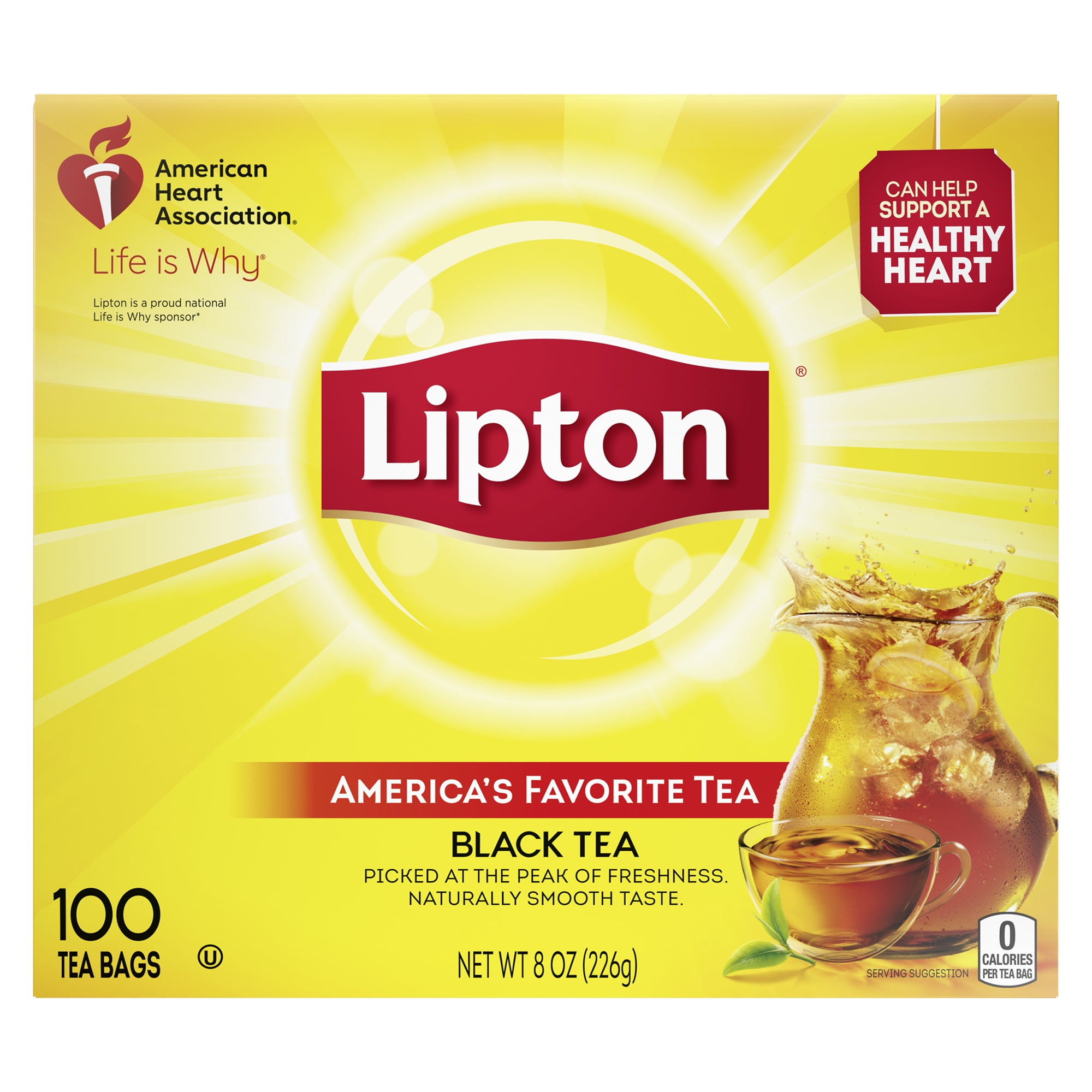 Lipton Black Tea, Can Help Support a Healthy Heart, Tea Bags 100 Count Box