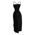 thumbnail image 6 of Fengqque Women's Lace Up Backless Strappy Sleeveless Side Split Cami Dress Spaghetti Strap Bodycon Shape Dress Black M(M), 6 of 7