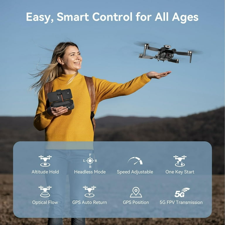 Zacro Drone Camera 4K HD, Optical Flow Quadcopter, Brushless Motor