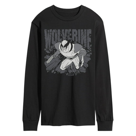 Marvel Wolverine - Gray Toned Comic - Men's Long Sleeve Graphic T-Shirt