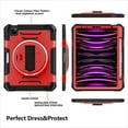 thumbnail image 2 of Shockproof Case for Apple iPad Pro 11 Inch 2024 M4, with Pencil Holder Military Grade Protection Rotating Stand Hand Strap Shoulder Strap Bumper Rugged Case for iPad Pro 11" 2024, Red, 2 of 8