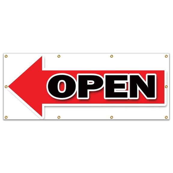 36"x96" GIANT LEFT OPEN ARROW BANNER SIGN turn here sale follow directions