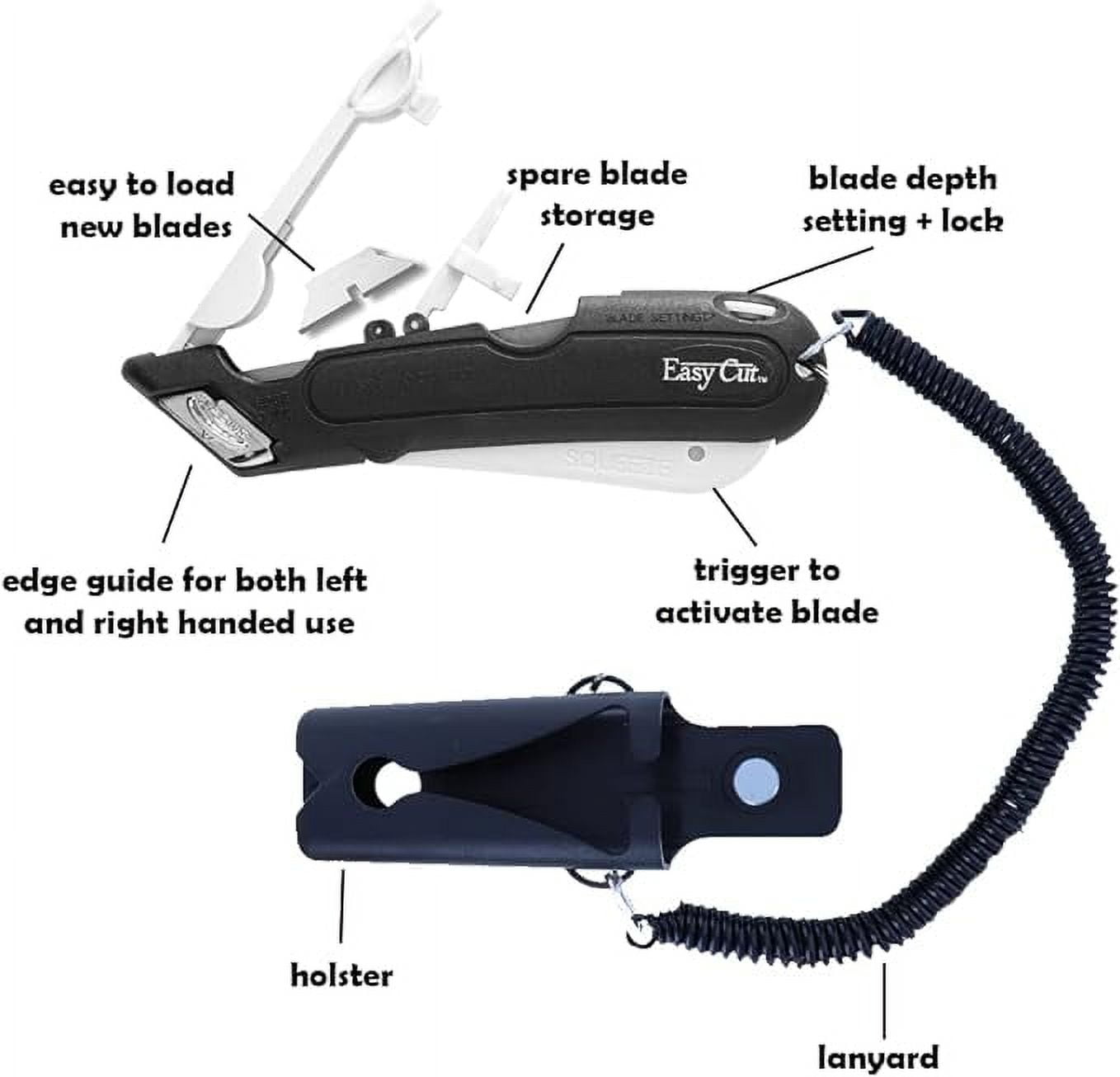 Easy Box Cutter 1000 White with 81 ct Blades, Box Cutter and Retractable Blades, Durable and Safe for Accurate Cutting, Cardboard cutter