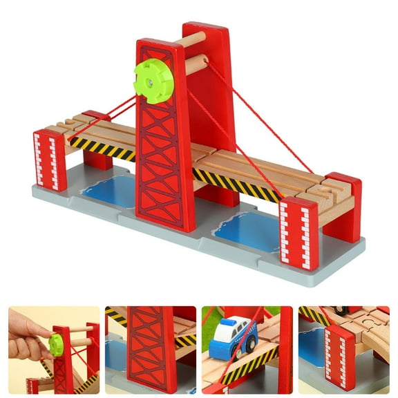 Raindrops DIY Track Toys Wooden Train Tracks Railway Toys Red Wood 1 Set