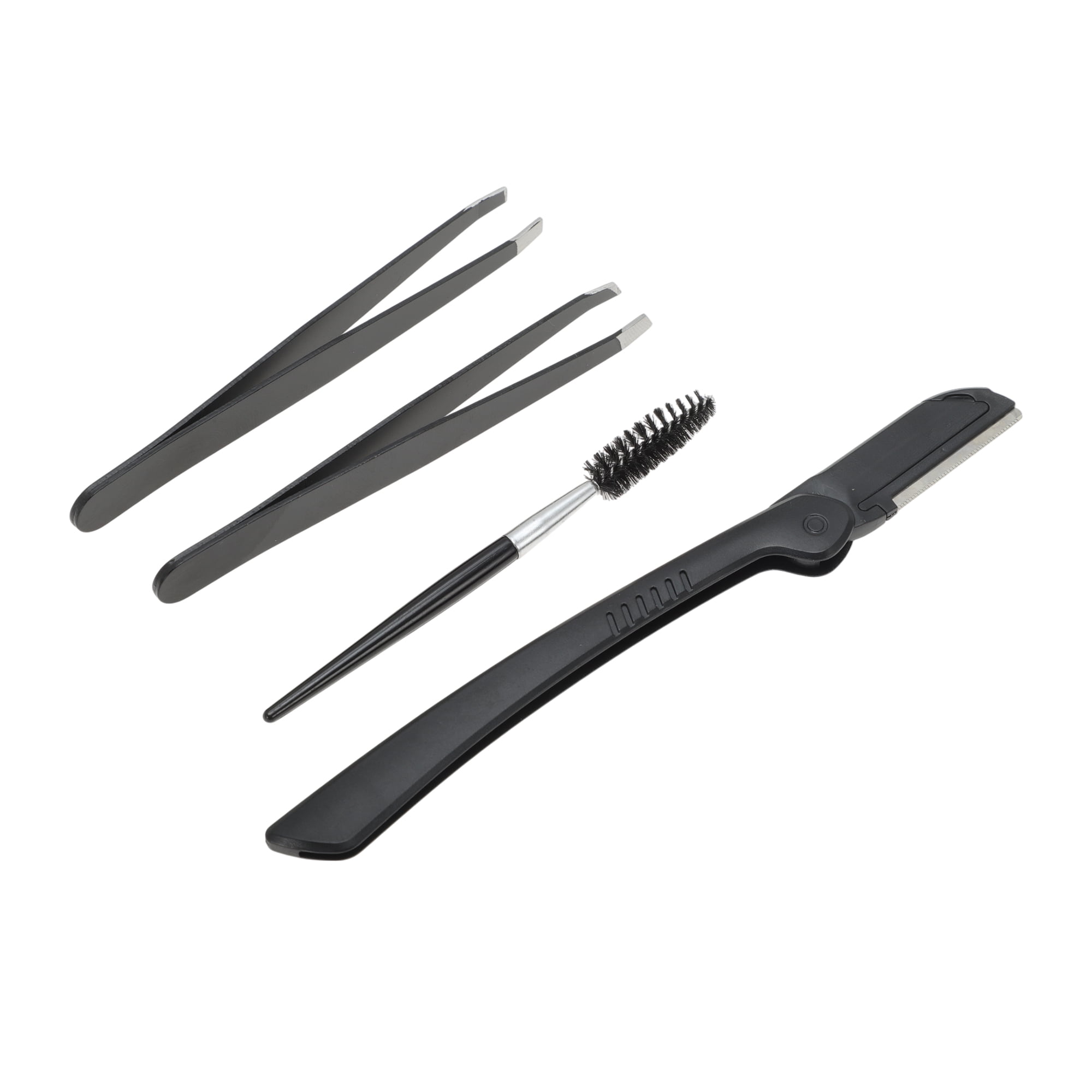 Unique Bargains Durable Potable Eyebrow Tweezer Kit for Bathroom Travel Black 1 Set