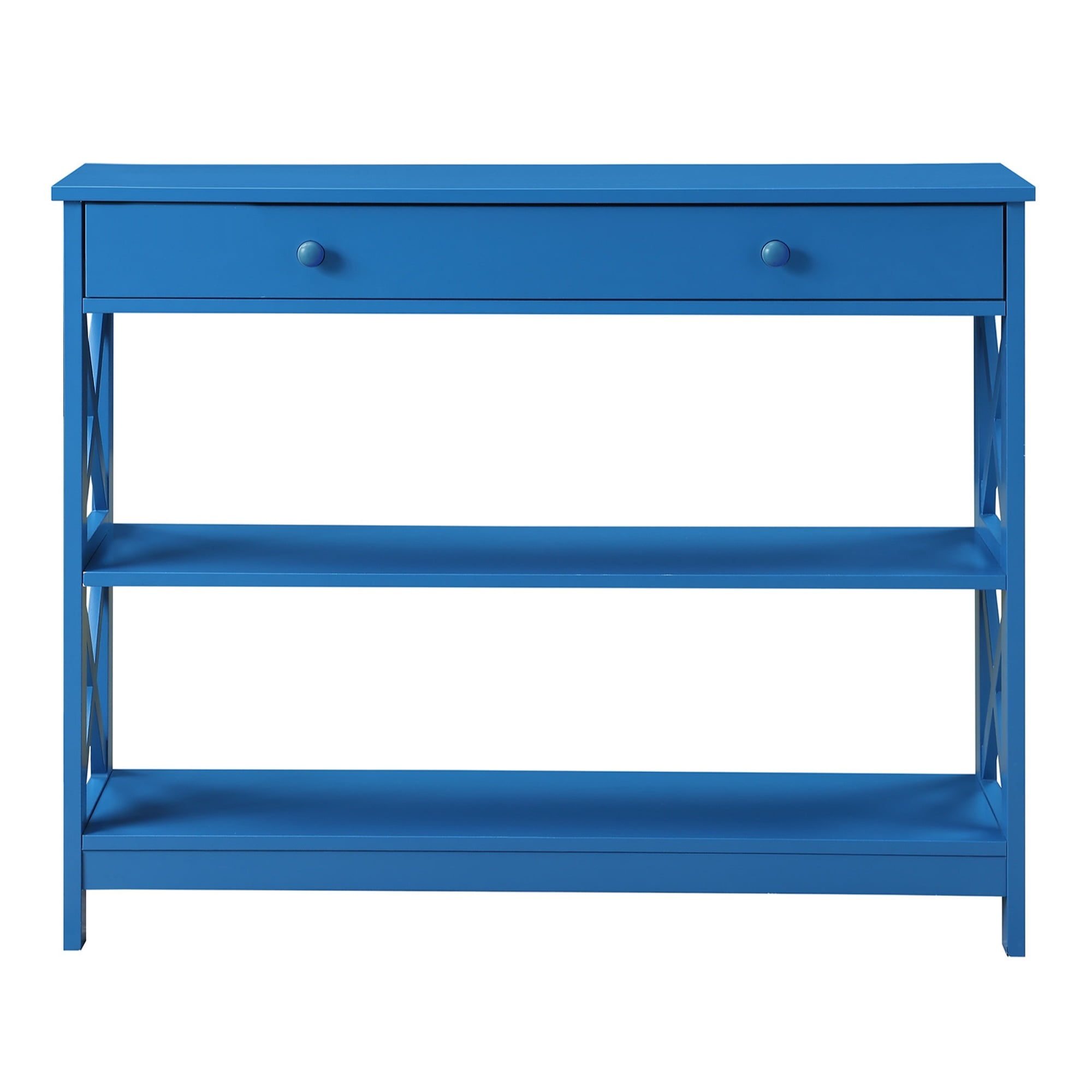 Modern Oxford Blue Console Table with Drawer and Shelves